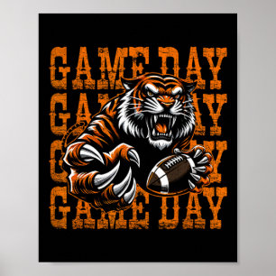Tigers Football Game Day Vintage Distressed School Poster