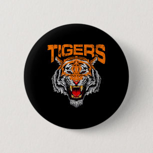 Tigers Football School Sports Distressed Game Day  2 Inch Round Button