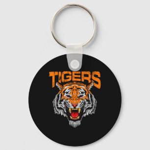 Tigers Football School Sports Distressed Game Day  Keychain