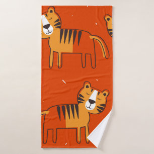 Tigers, hand drawn backdrop. Colourful seamless pa Bath Towel