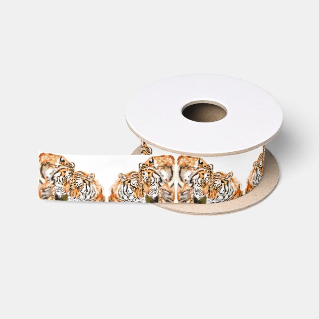 Tigers Hug - Family - Painting Satin Ribbon (Spool)