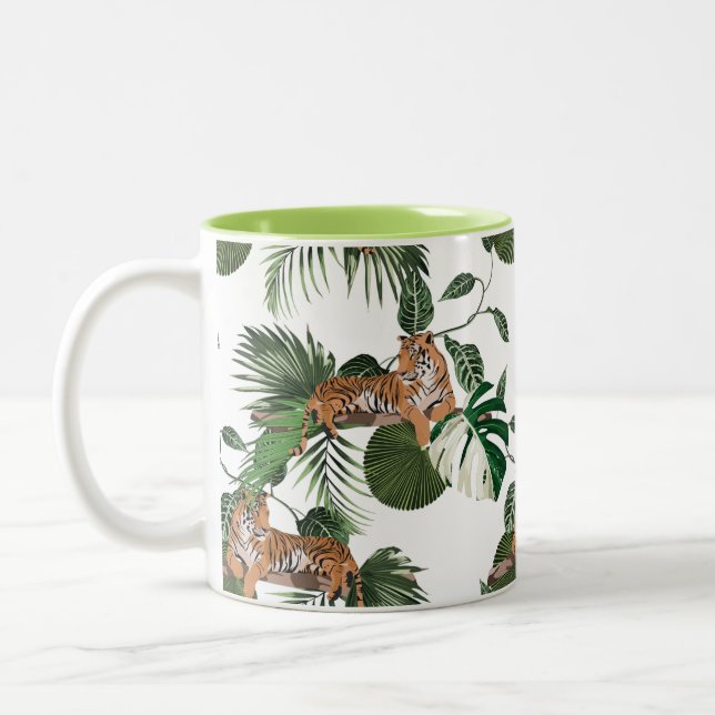 Tigers In The Jungle  Two-Tone Coffee Mug (Left)