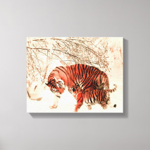 Tigers in the Snow Canvas Print