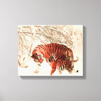 Tigers in the Snow Canvas Print