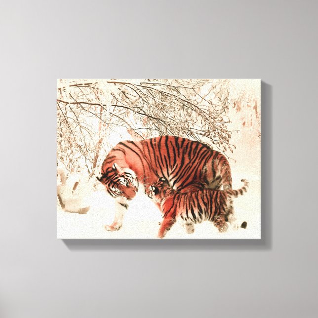 Tigers in the Snow Canvas Print (Front)