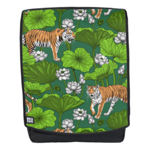 Tigers in the white lotus pond backpack