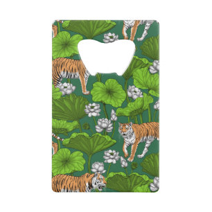 Tigers in the white lotus pond credit card bottle opener