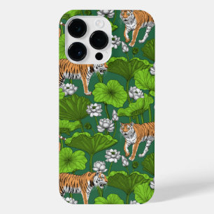 Tigers in the white lotus pond iPhone 14 pro max case