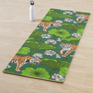 Tigers in the white lotus pond yoga mat