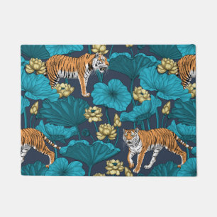 Tigers in the yellow lotus pond doormat