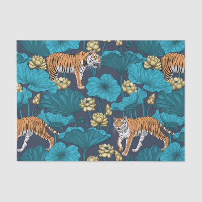 Tigers in the yellow lotus pond tissue paper (Front)