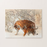 Tigers Jigsaw Puzzle<br><div class="desc">Tigers in Snow
 Photo Puzzle with Gift Box Turn designs,  photos,  and text into a great game with customizable puzzles! Made of sturdy cardboard and mounted on chipboard,  these puzzles are printed in vivid and full colour. For hours of puzzle enjoyment,  give a custom puzzle as a gift today!</div>