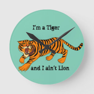 Tigers, Lions and Puns Round Clock