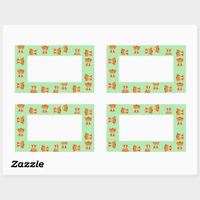 Tigers on green pattern sticker (Sheet)
