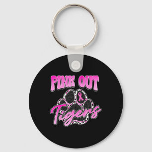 Tigers Pink Out Football Tackle Breast Cancer Wome Keychain