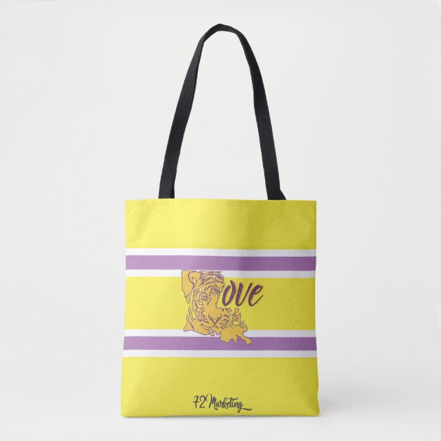 Tigers Purple & Gold Tote Sports Bag Personalize (Front)