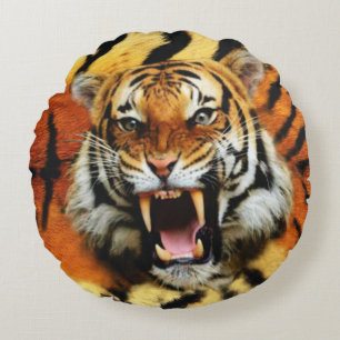 Tiger's Roar Round Pillow