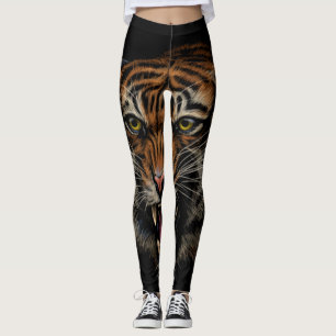Tiger's Roar: Vivid Jungle Portrait Leggings