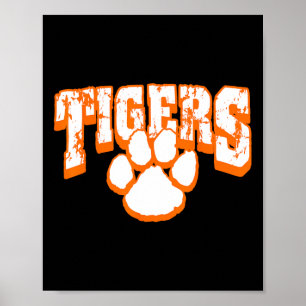 Tigers School Spirit Mascot Back To School Orange Poster