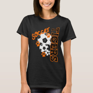 Tigers Soccer Ball Football Mascot Paw Prints T Sh T-Shirt