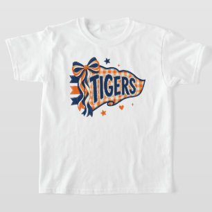 Tigers Sports Team Orange and Blue Gingham Pennant T-Shirt