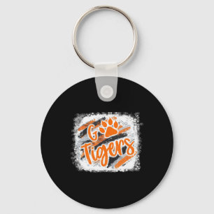 Tigers Swash School Spirit Orange Black Football S Keychain