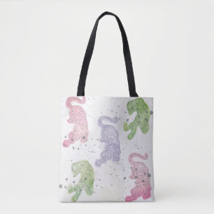 Tigers watercolor pattern tote bag