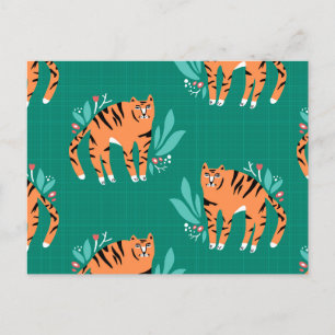 Tigers with flowers postcard