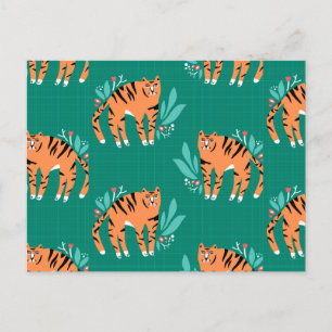 Tigers with flowers postcard