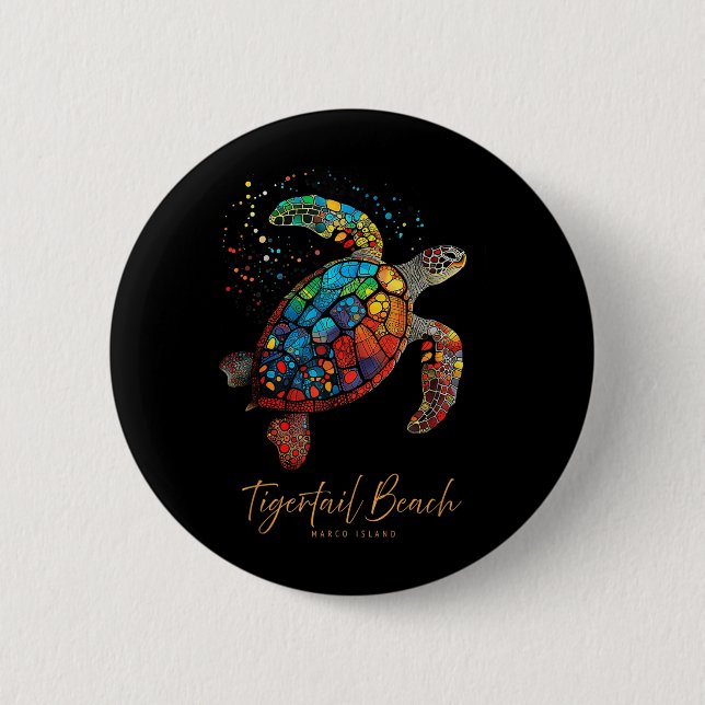 Tigertail Marco Island Florida Sea Turtle Beach 2 Inch Round Button (Front)