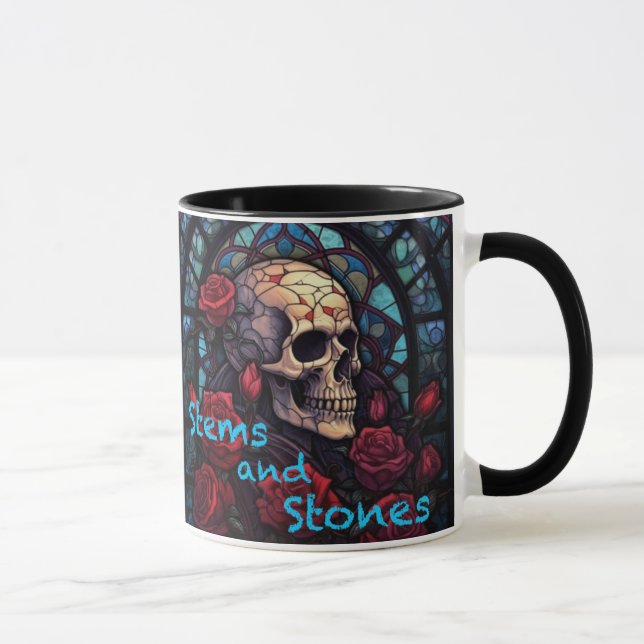 Tiges et pierres Crâne et Rose café Mug (Droite)