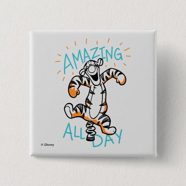Tigger | Amazing All Day 2 Inch Square Button (Front)