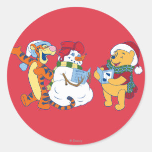 Tigger and Pooh Carolling Classic Round Sticker