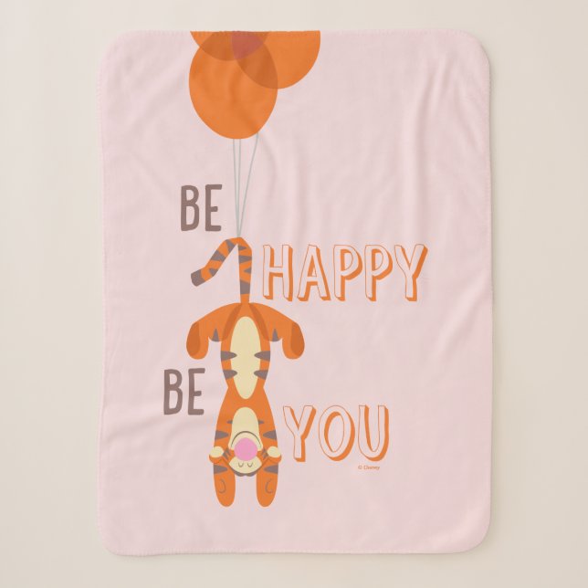 Tigger | Be Happy Be You Quote Sherpa Blanket (Front)
