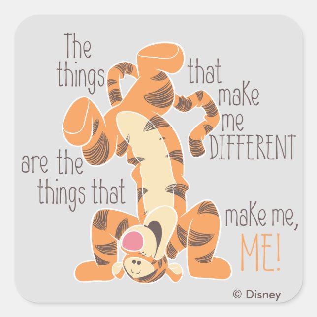 Tigger | Make Me, Me Quote Square Sticker (Front)