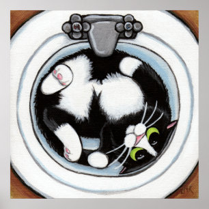 Tight Fit (v3) in Brown   Cat Art Poster