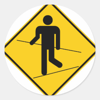 Tightrope Walker Zone Highway Sign Classic Round Sticker