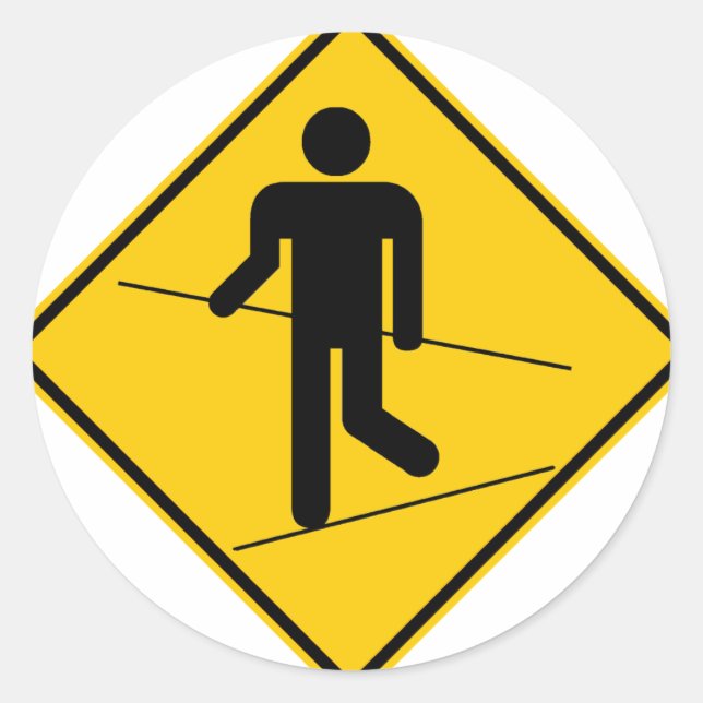 Tightrope Walker Zone Highway Sign Classic Round Sticker (Front)