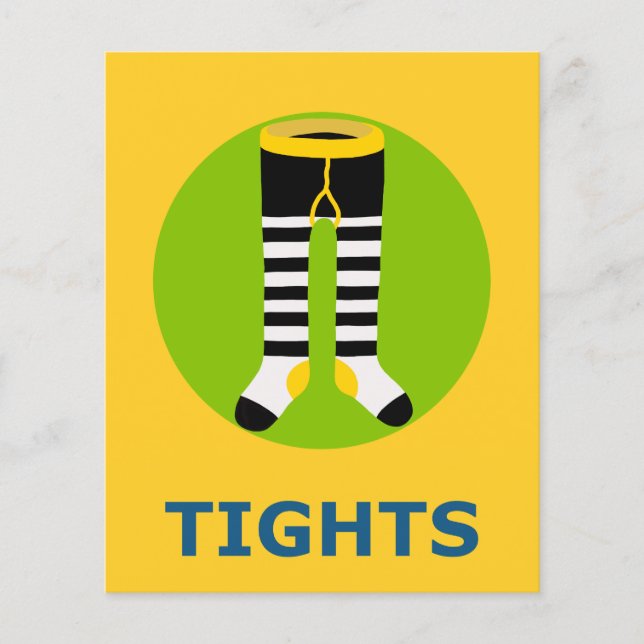TIGHTS Flashcard for Initial T 1 Syllable Word (Front)