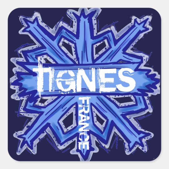 Tignes France blue snowflake stickers