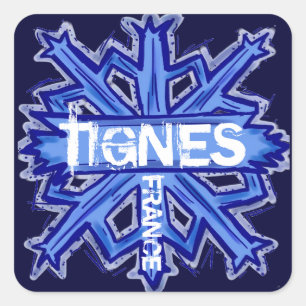 Tignes France blue snowflake stickers