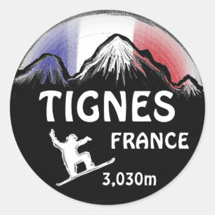 Tignes France flag snowboard art stickers
