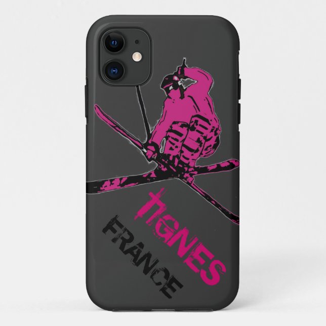Tignes France pink grey skier iphone 5 case (Back)