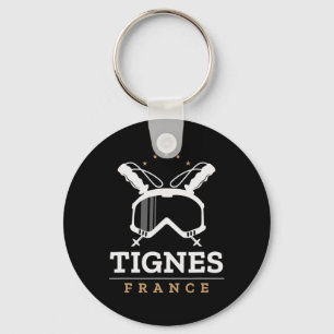 Tignes France Ski Resort Vintage Skiing Snowboardi Keychain