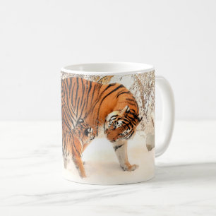 Tigre avec tigre en hiver Mug de café
