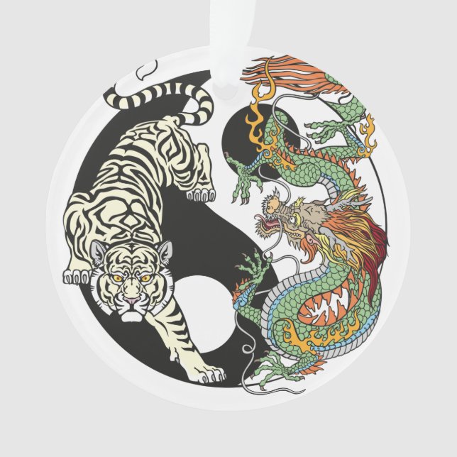 Tigre blanc contre dragon vert au Yin yang (devant)