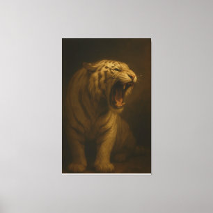 Tigre Blanc Rugissant – Toile Premium Fine Art Pri