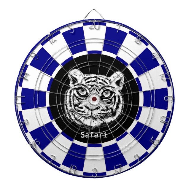 Tigre blanc sur la Cible de flechettes bleue et bl (Devant)