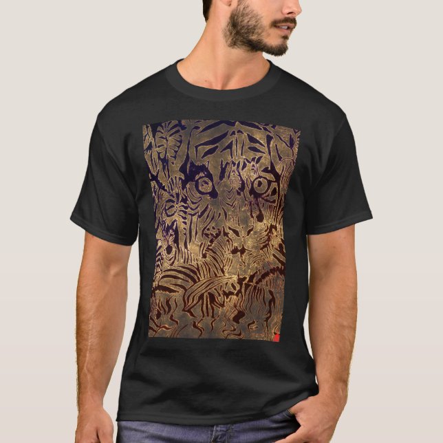 tigre de chiot et T-shirt rouges de zèbres (Devant)