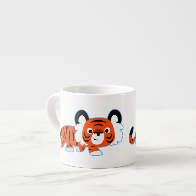 Tigre de dessin mignon sur le Prowl Espresso Mug (Devant gauche)